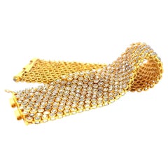 Vintage 22K Yellow Gold Link Bracelet with 34.08 Carat Rose Cut M-I1 Diamonds