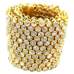 Vintage 22K Yellow Gold Link Bracelet with 34.08 Carat Rose Cut M-I1 Diamonds