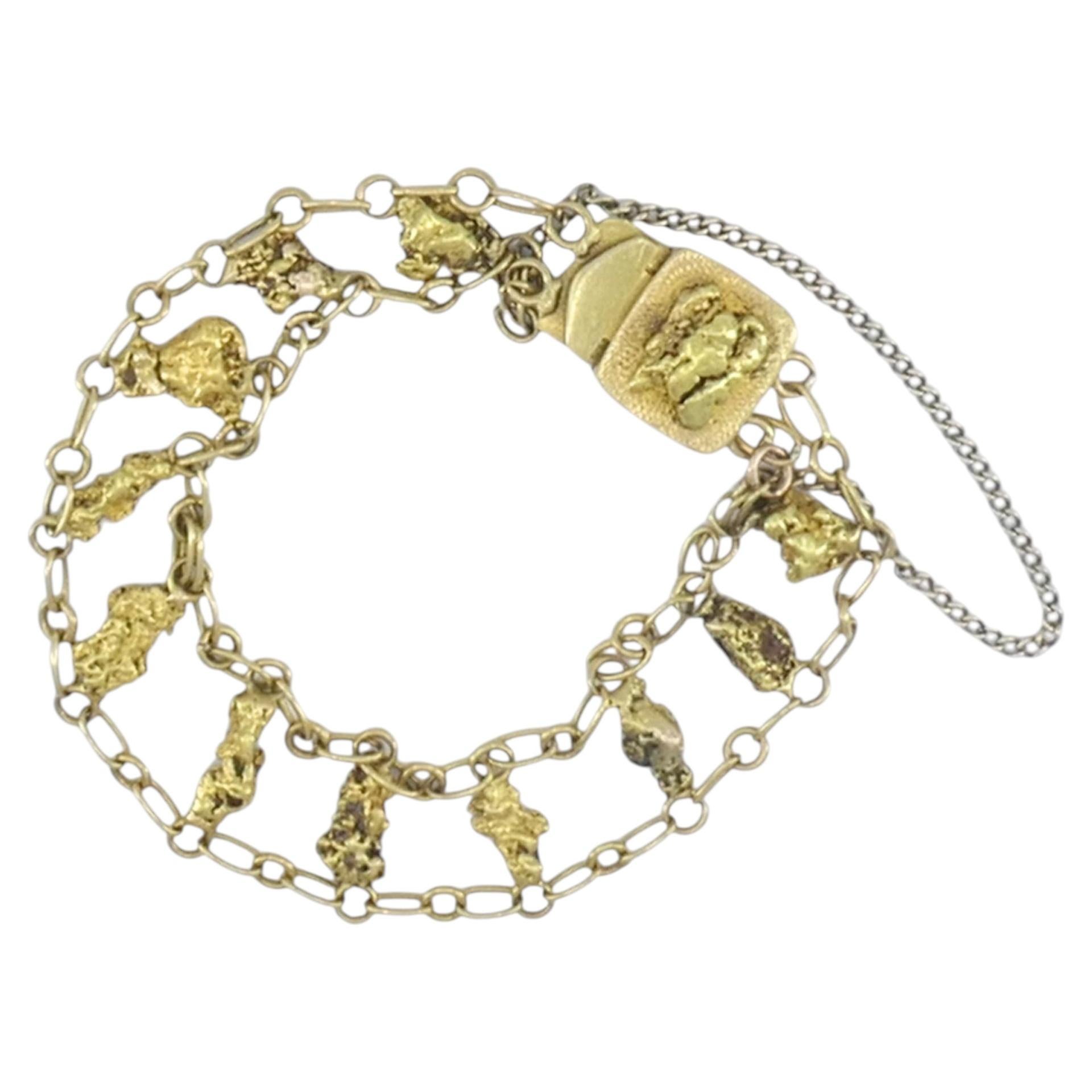 Vintage 22k Yellow Gold Nugget Link Bracelet, Circa 1970s