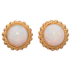 Boucles d'oreilles vintage en or jaune 22k avec opale
