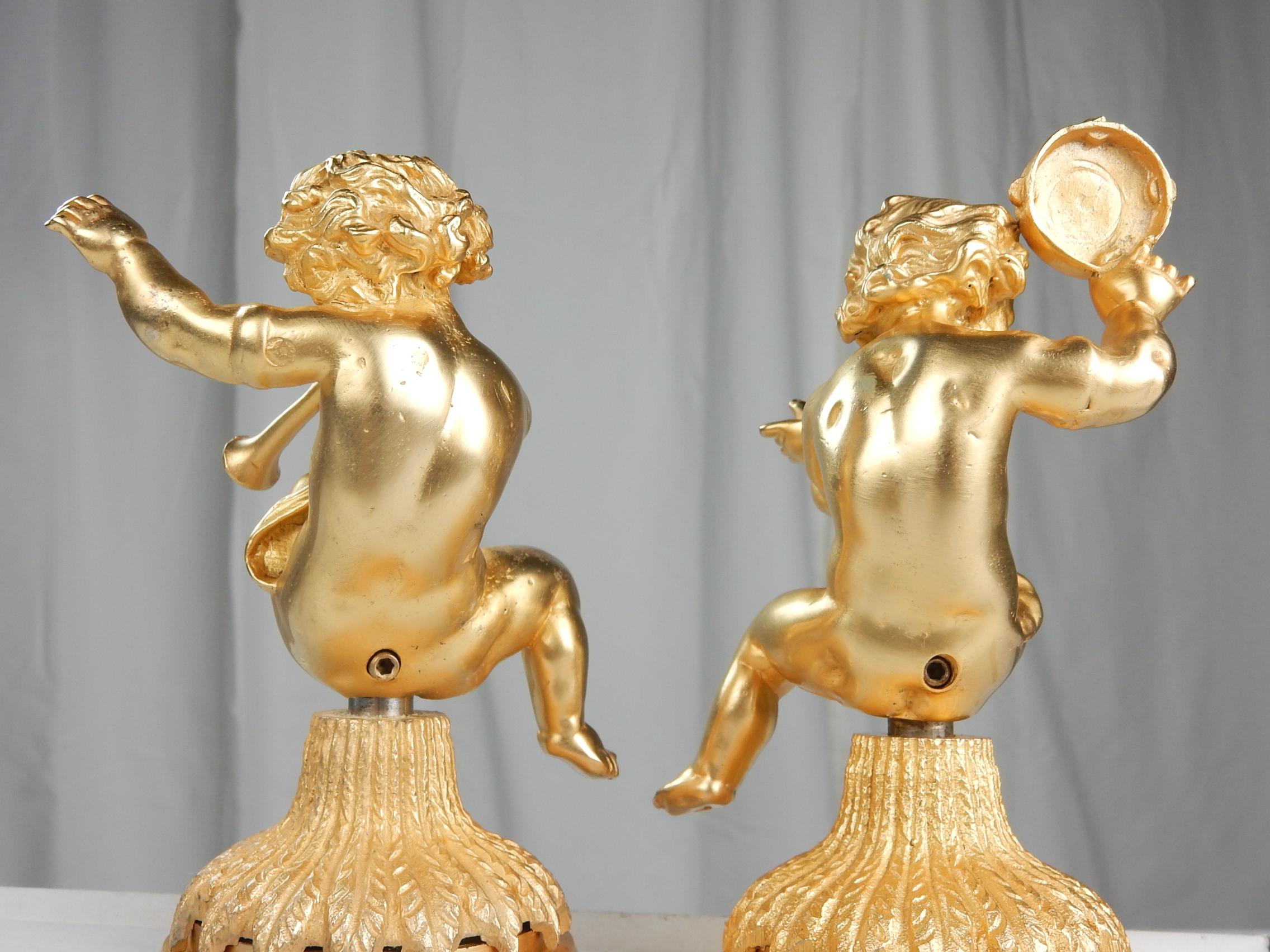 Baroque Revival Vintage 22-Karat Gold Cherub Vanity Facet Handles from Sherle Wagner
