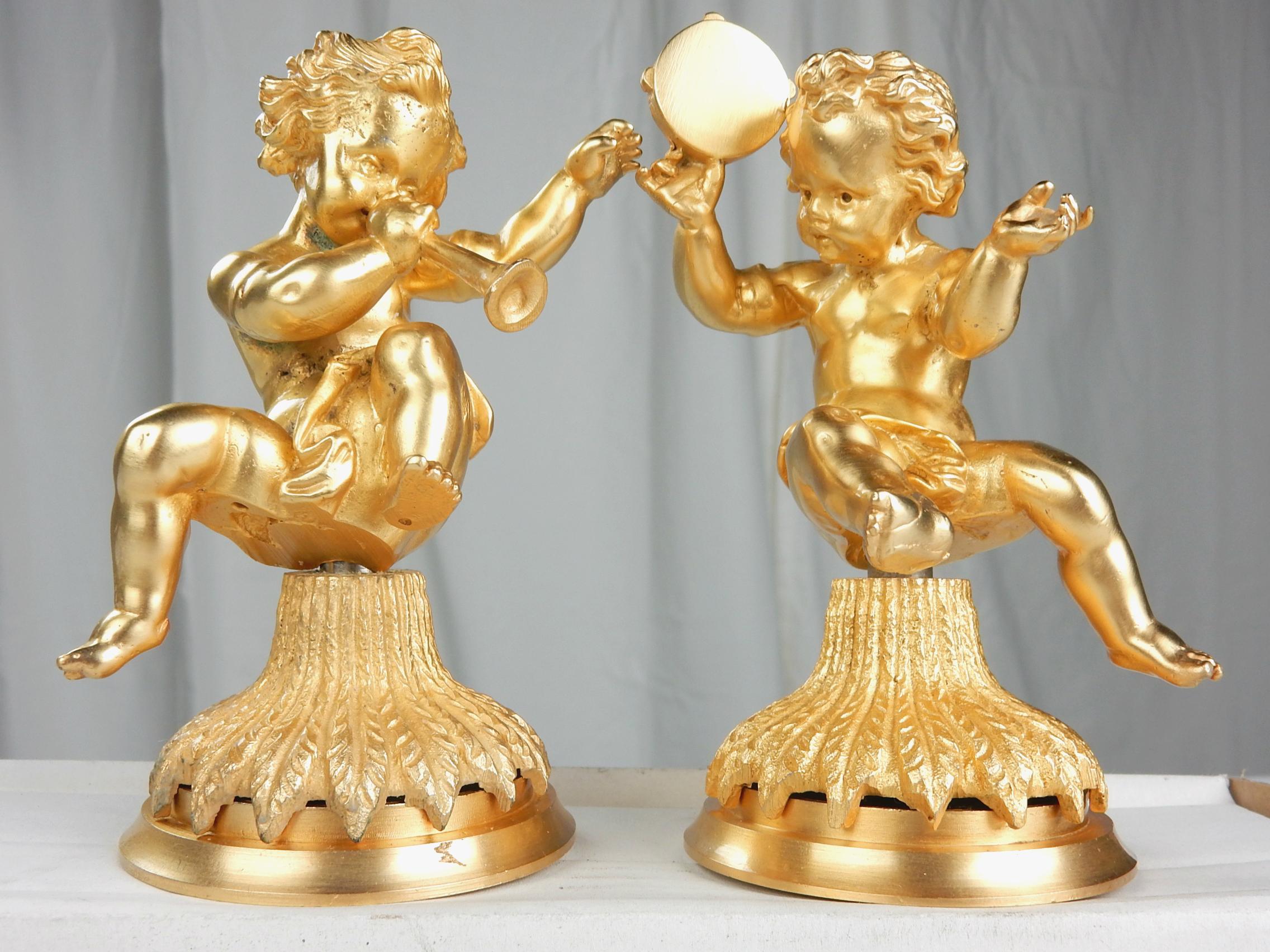 Brass Vintage 22-Karat Gold Cherub Vanity Facet Handles from Sherle Wagner