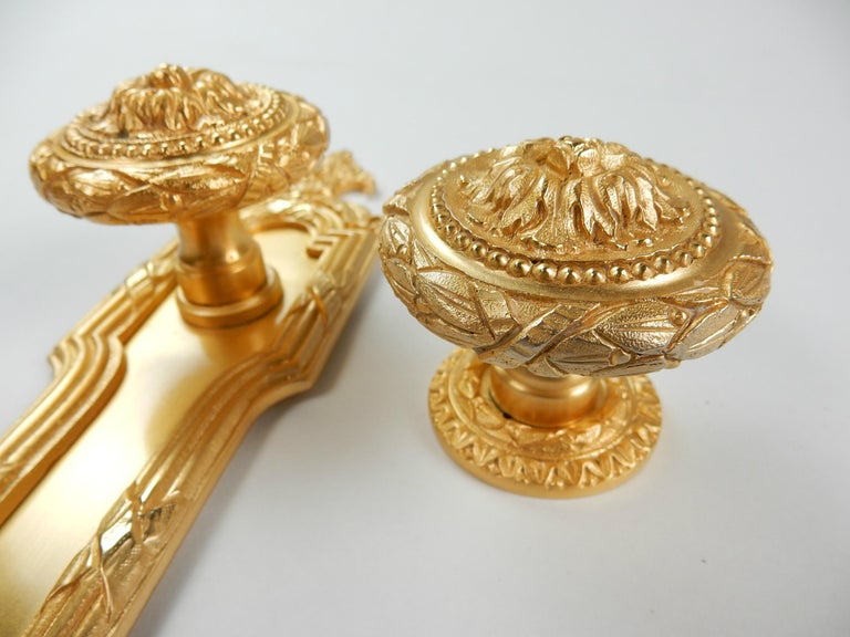 Vintage 22Karat Plated Door Knob, Bolt and Escutcheon from Sherle Wagner, 1960s For Sale at