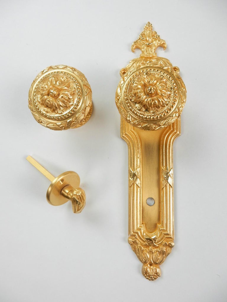 Vintage 22Karat Plated Door Knob, Bolt and Escutcheon from Sherle Wagner, 1960s For Sale at