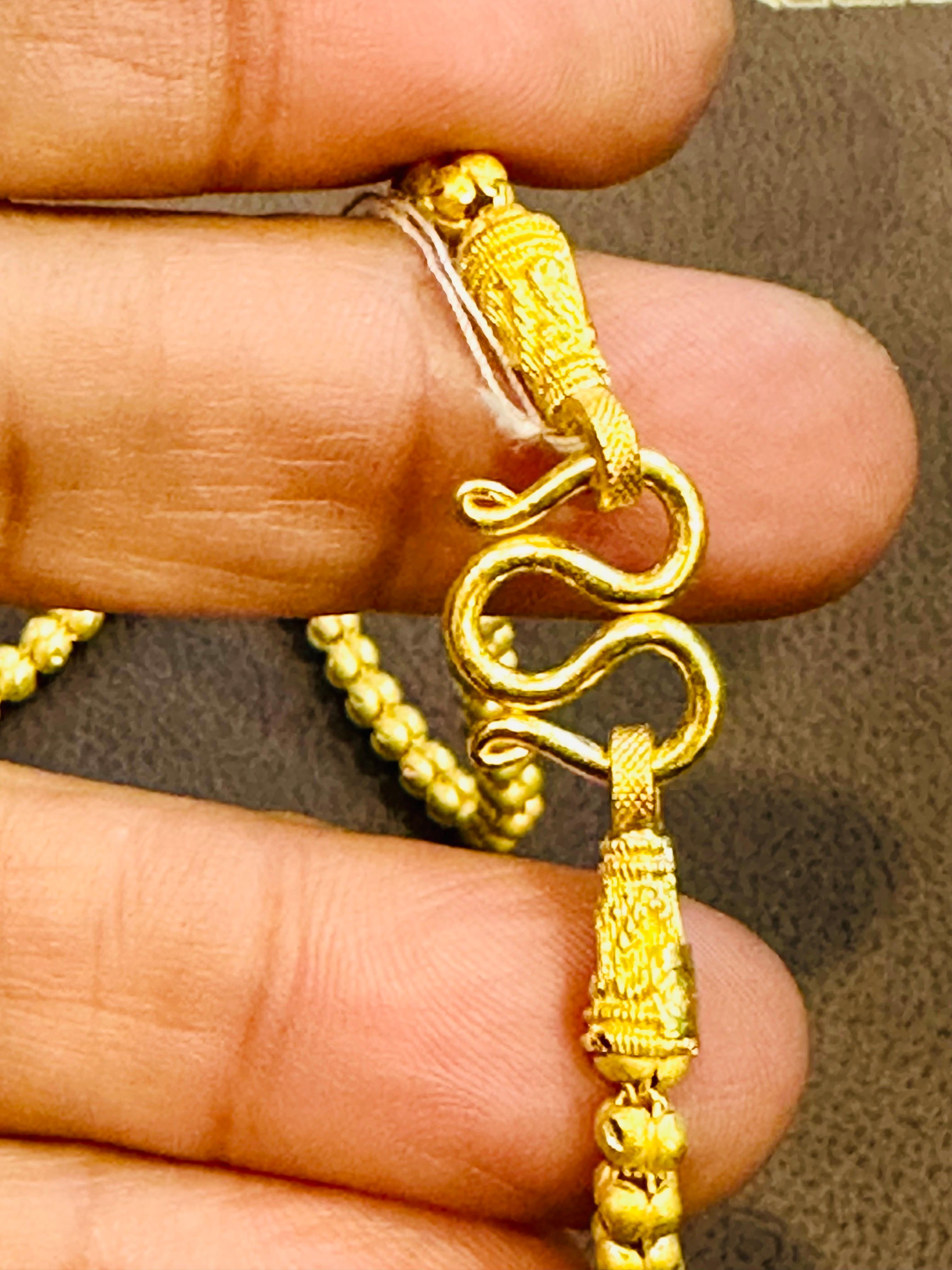 Women's or Men's Vintage 23 Karat Yellow Gold 30.4 Gm Chain Necklace, S Shape Hook