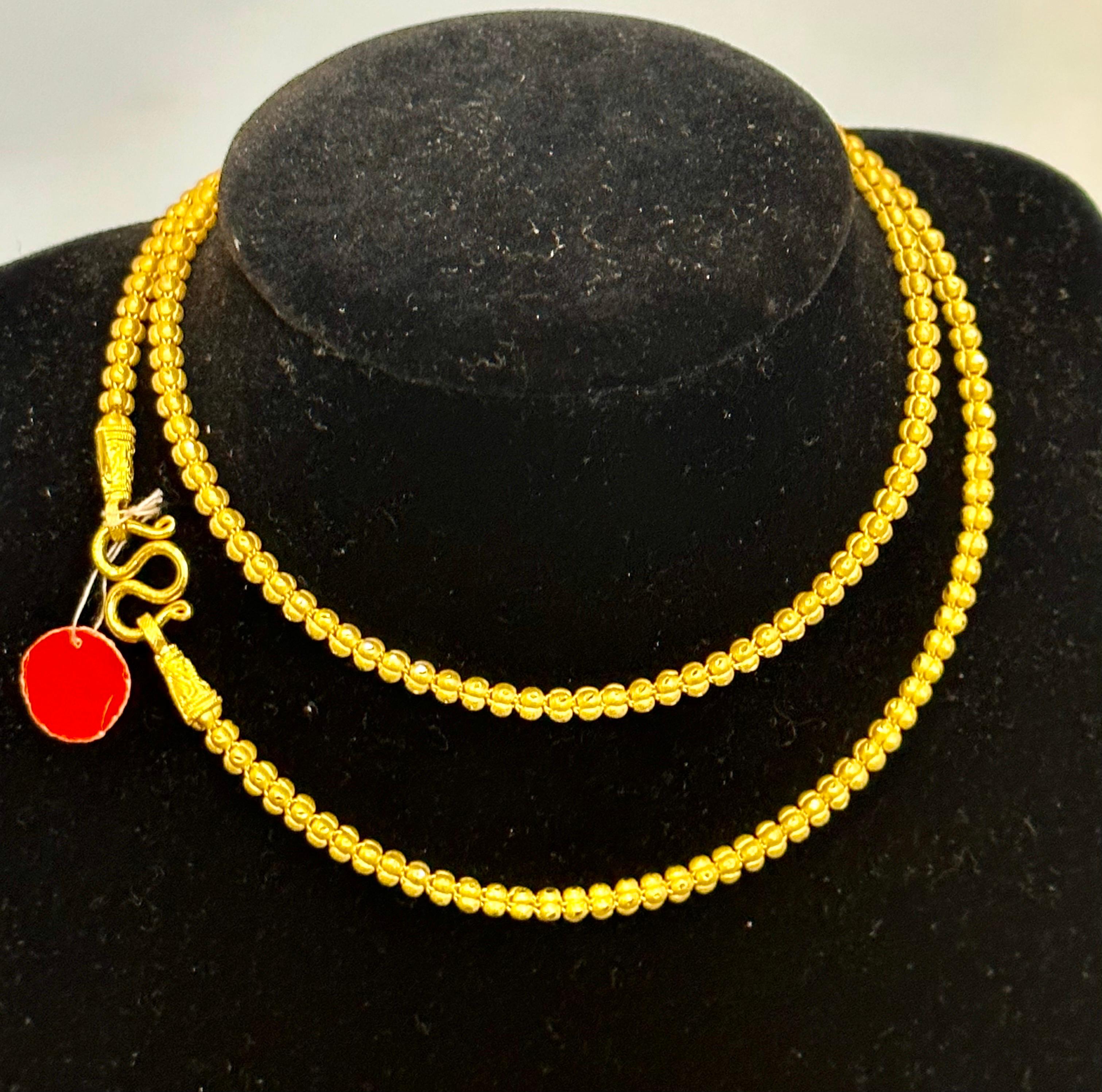 Vintage 23 Karat Yellow Gold 30.4 Gm Chain Necklace, S Shape Hook 1