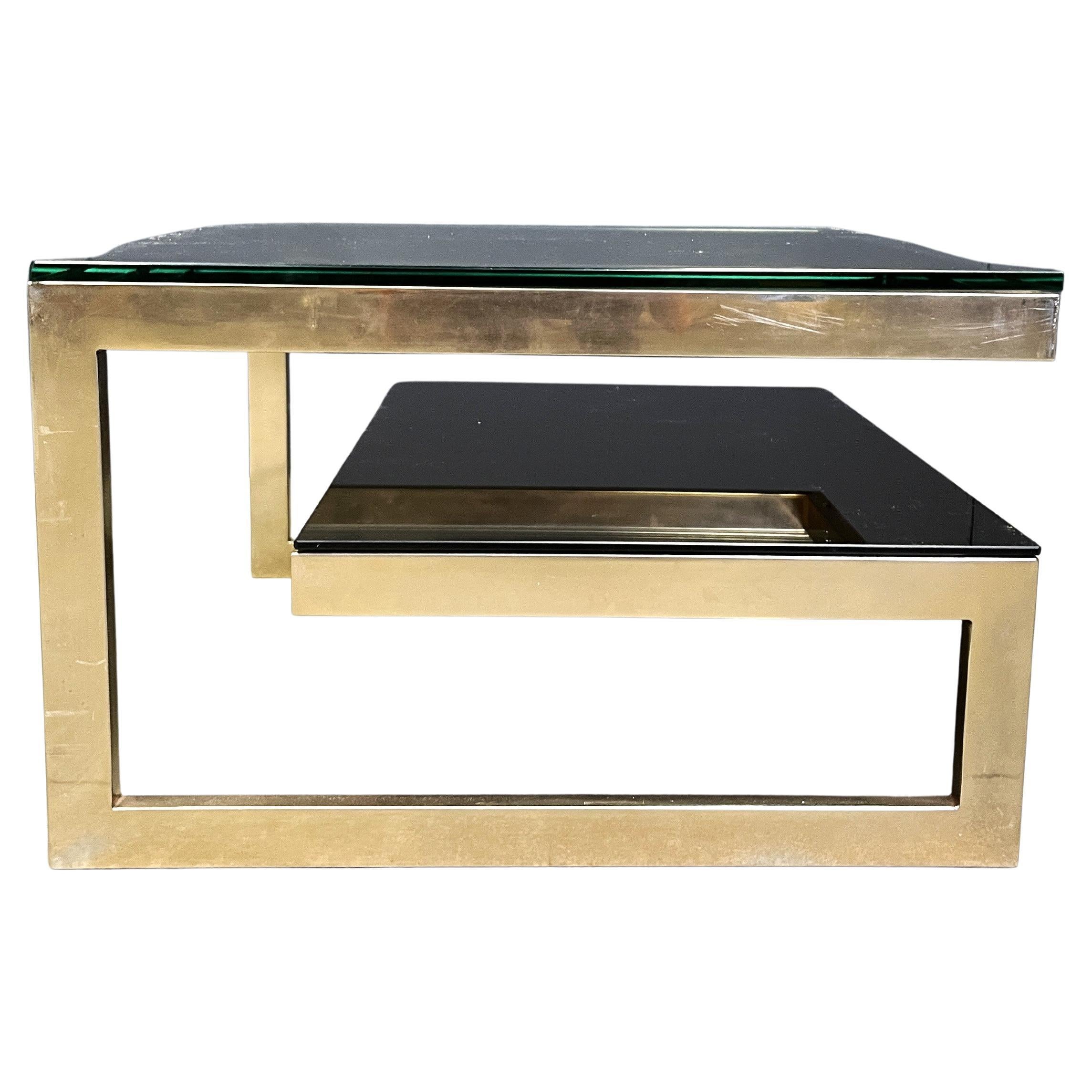 Table basse vintage plaquée or 23 carats par Belgochrom, 1970