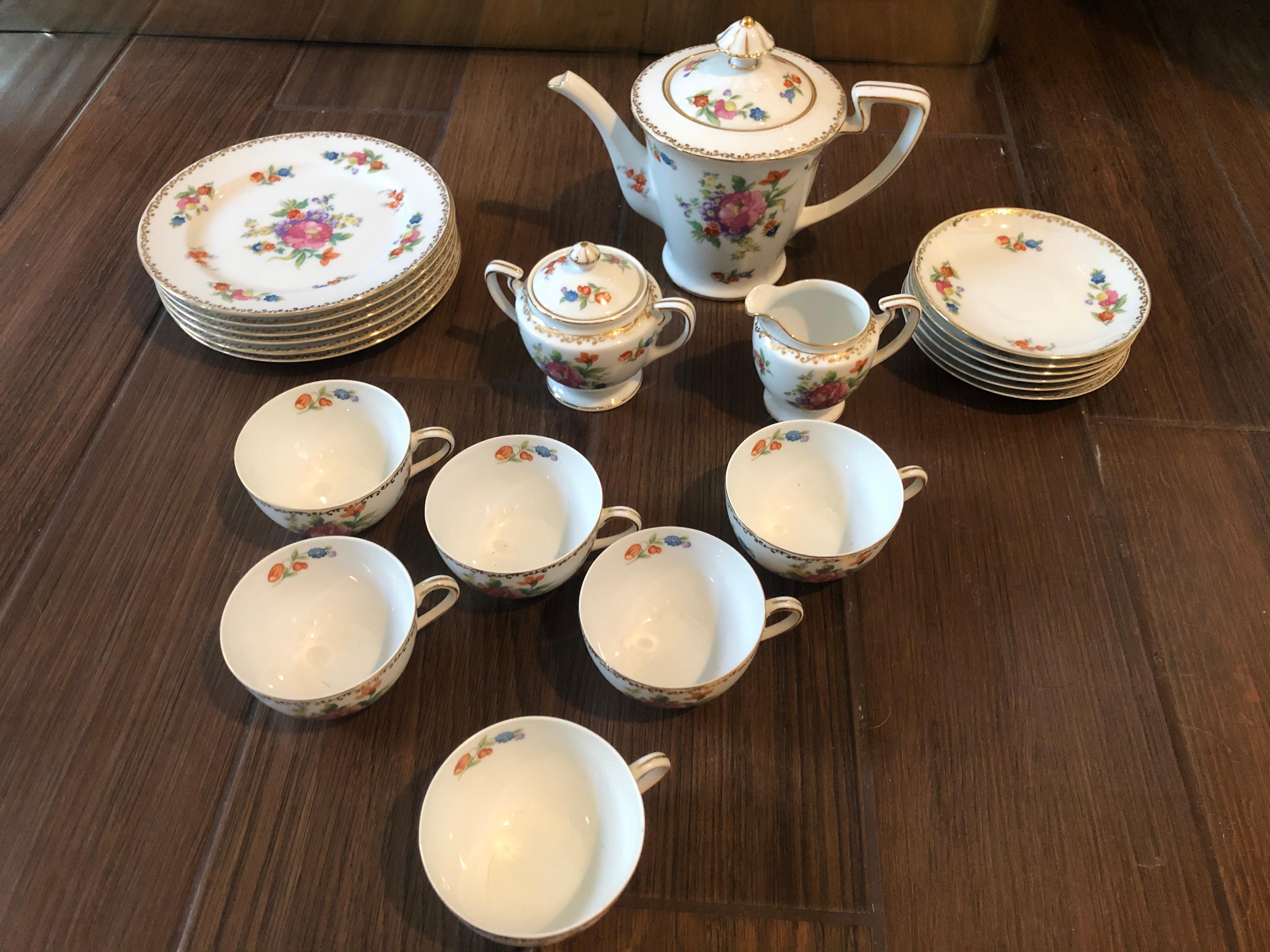 Hand-Painted Vintage 23 Piece Dresdlina Tea Luncheon Service Hand Painted China by Noritake