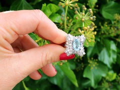 2.30ct Aquamarine and 4.16ct Diamond, 18ct White Gold Cocktail Ring