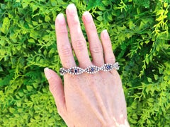 Vintage 2.30 Carat Sapphire and 5.50 Carat Diamond 18k White Gold Bracelet 1967