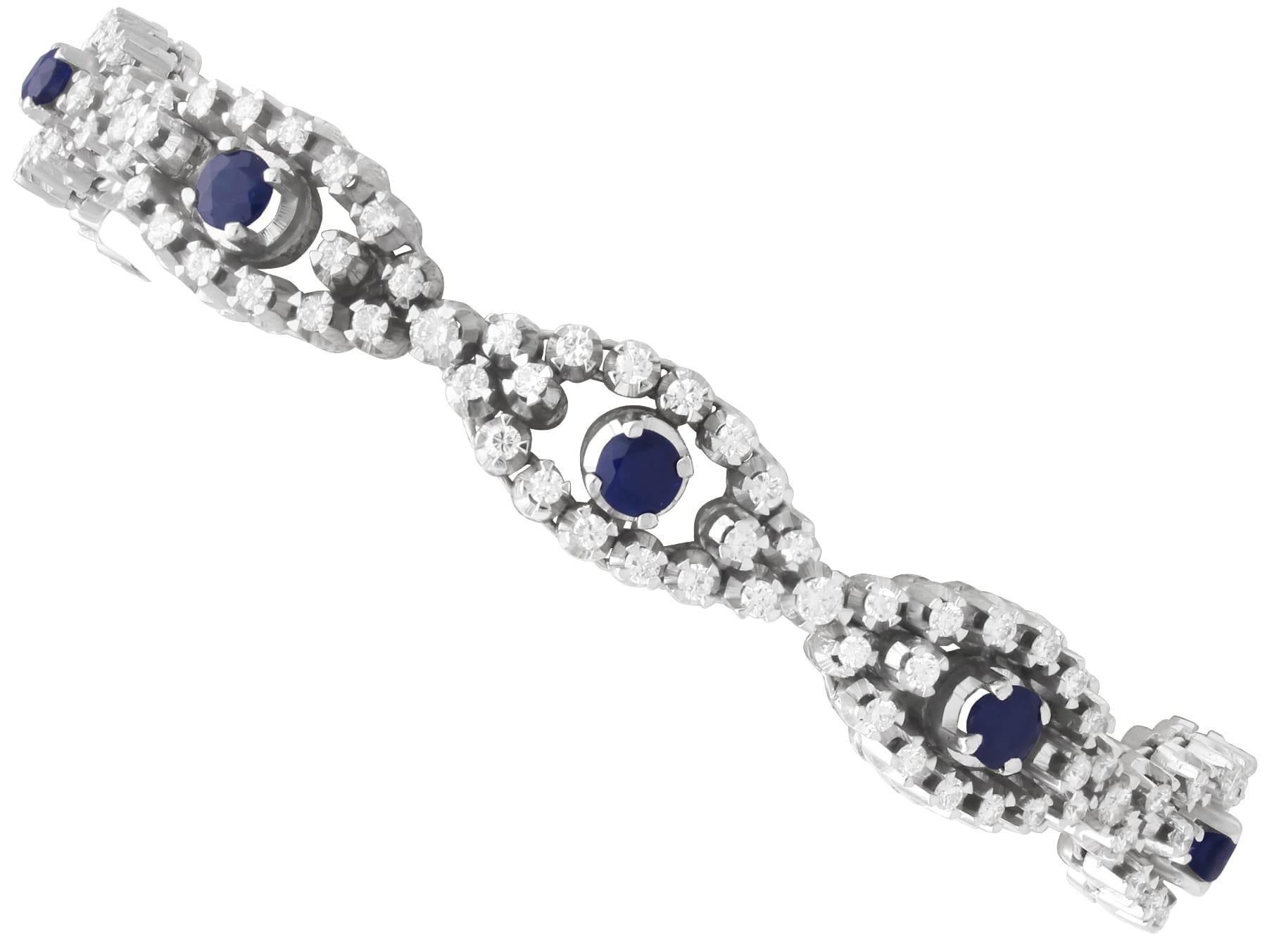 By Vintage 2.30 Carat Sapphire and 5.50 Carat Diamond 18k White Gold Bracelet 1967