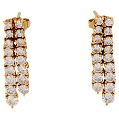 Vintage 2.30 carat total weight diamond 18k yellow gold earrings
