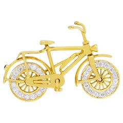 Spilla da bicicletta con diamante e rubino da 2,30 carati, vintage, anni '80 ca.
