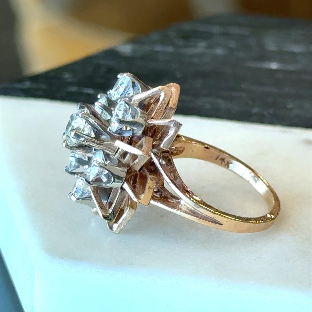 Vintage By 2.30CT Diamant Cocktail Ring (Rundschliff) im Angebot
