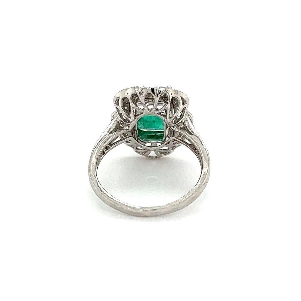 Modern Vintage 2.32 Carat Emerald GIA and Diamond Platinum Ring For Sale