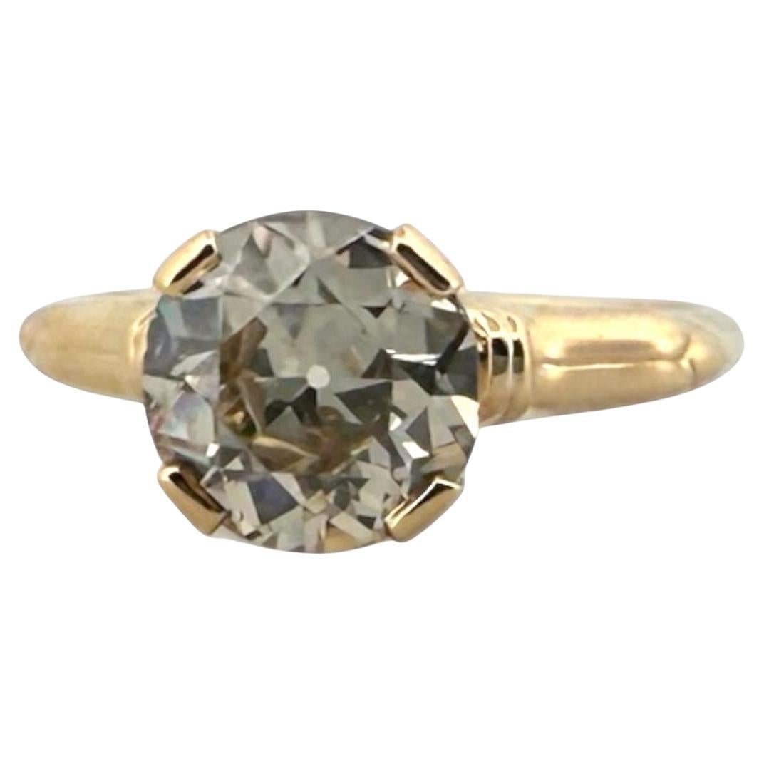 Vintage 2.32 Carat Old European Cut Diamond Engagement Ring 14K Yellow Gold