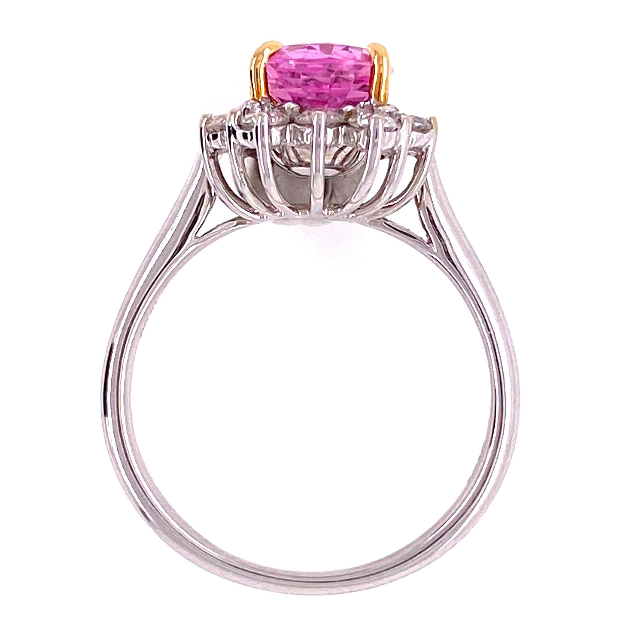 Women's Vintage 2.32 Carat Pink Sapphire Diamond Gold Cocktail Ring Estate Fine Jewelry For Sale