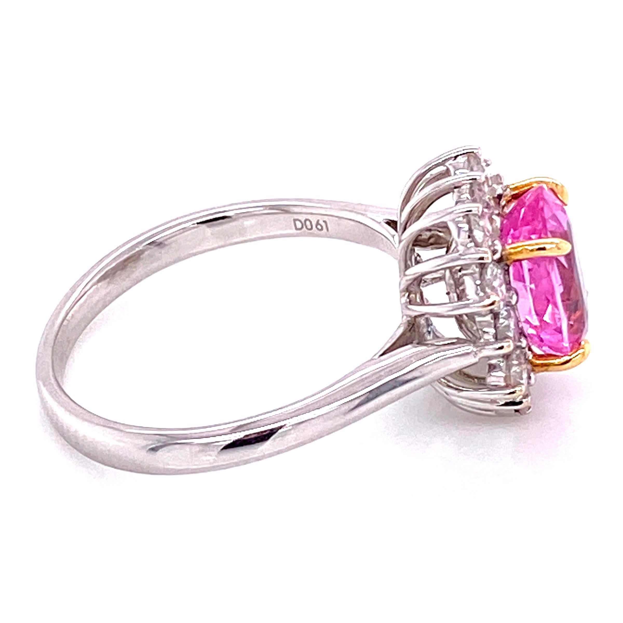 Vintage 2.32 Carat Pink Sapphire Diamond Gold Cocktail Ring Estate Fine Jewelry For Sale 1