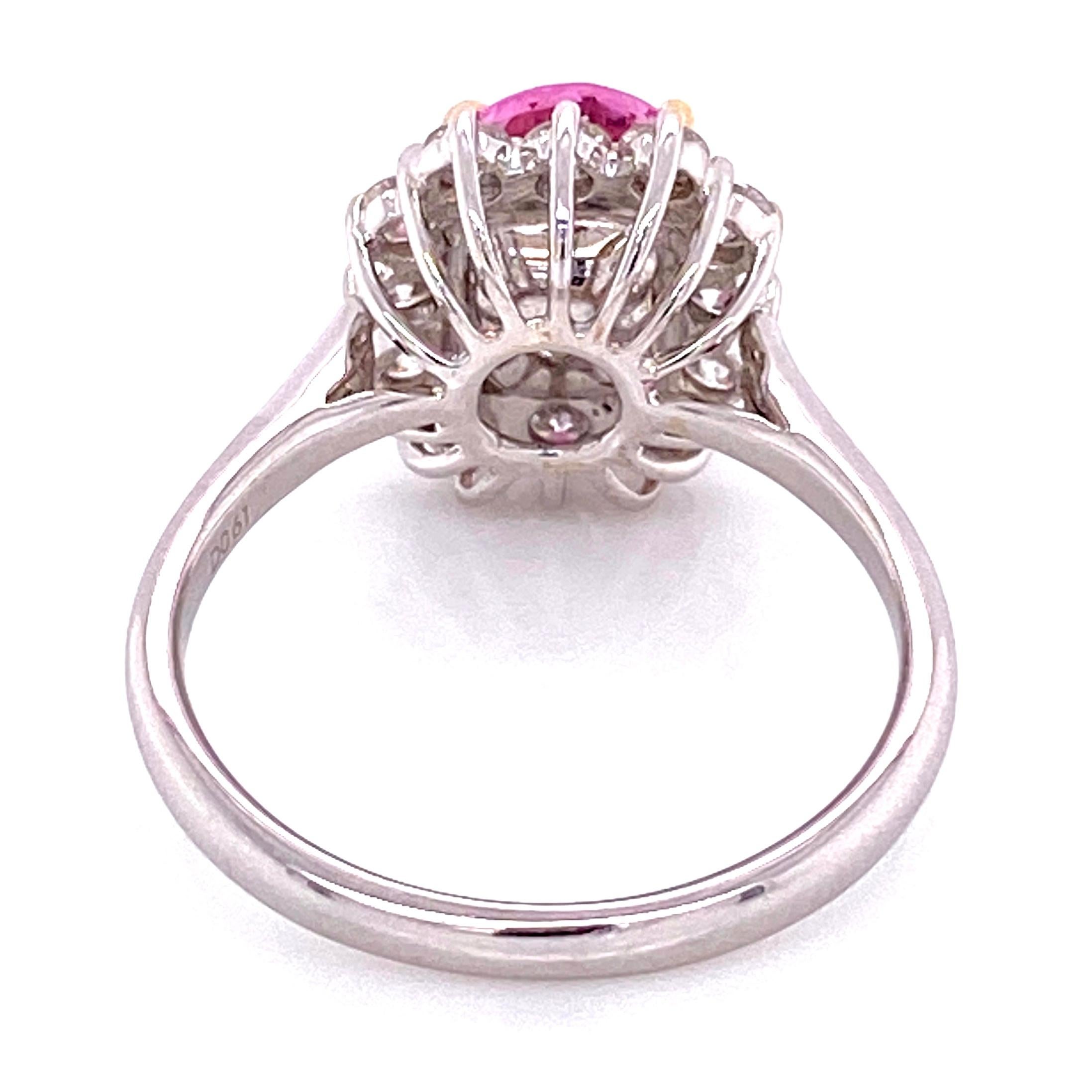 Vintage 2.32 Carat Pink Sapphire Diamond Gold Cocktail Ring Estate Fine Jewelry For Sale 2