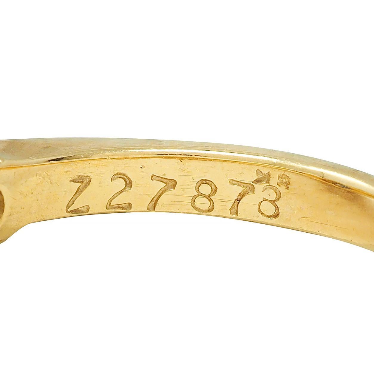 Vintage 2.32 CTW Sapphire Diamond 18 Karat Yellow Gold Three Stone Ring GIA For Sale 7