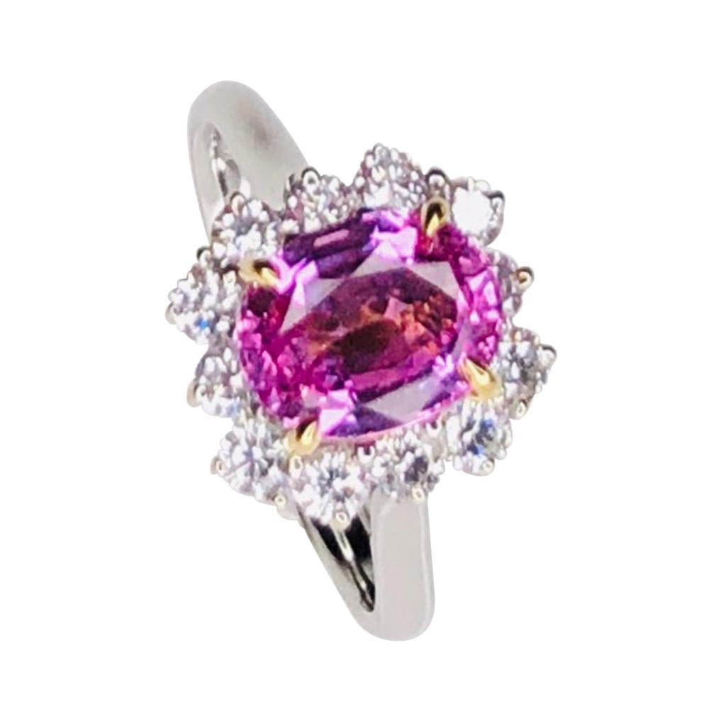 Vintage 2.32 Carat Pink Sapphire Diamond Gold Cocktail Ring Estate Fine Jewelry For Sale