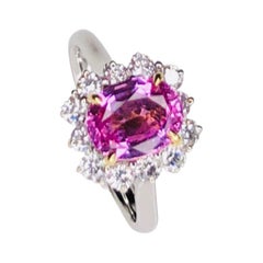 2.32 Carat Pink Sapphire and Diamond Gold Cocktail Ring Estate Fine Jewelry