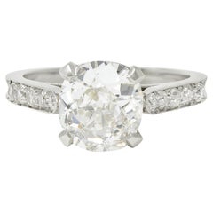 Vintage 2.33 Carats Old Mine Diamond Platinum Engagement Ring GIA