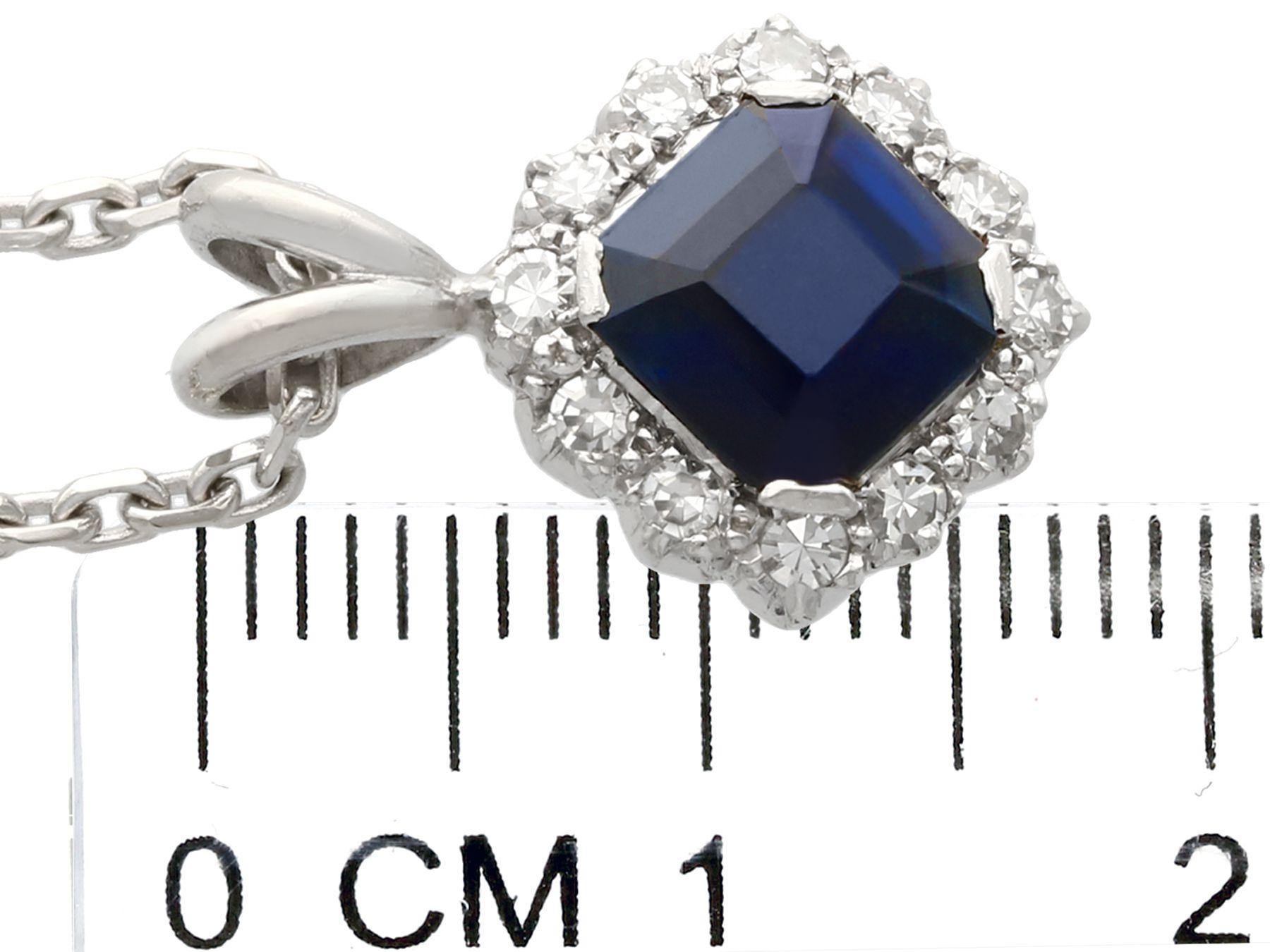 Vintage 2.35 Carat Sapphire and Diamond Platinum Cluster Pendant 1