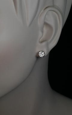 Vintage 2.36 Ct Solitaire Diamond Stud Earrings
