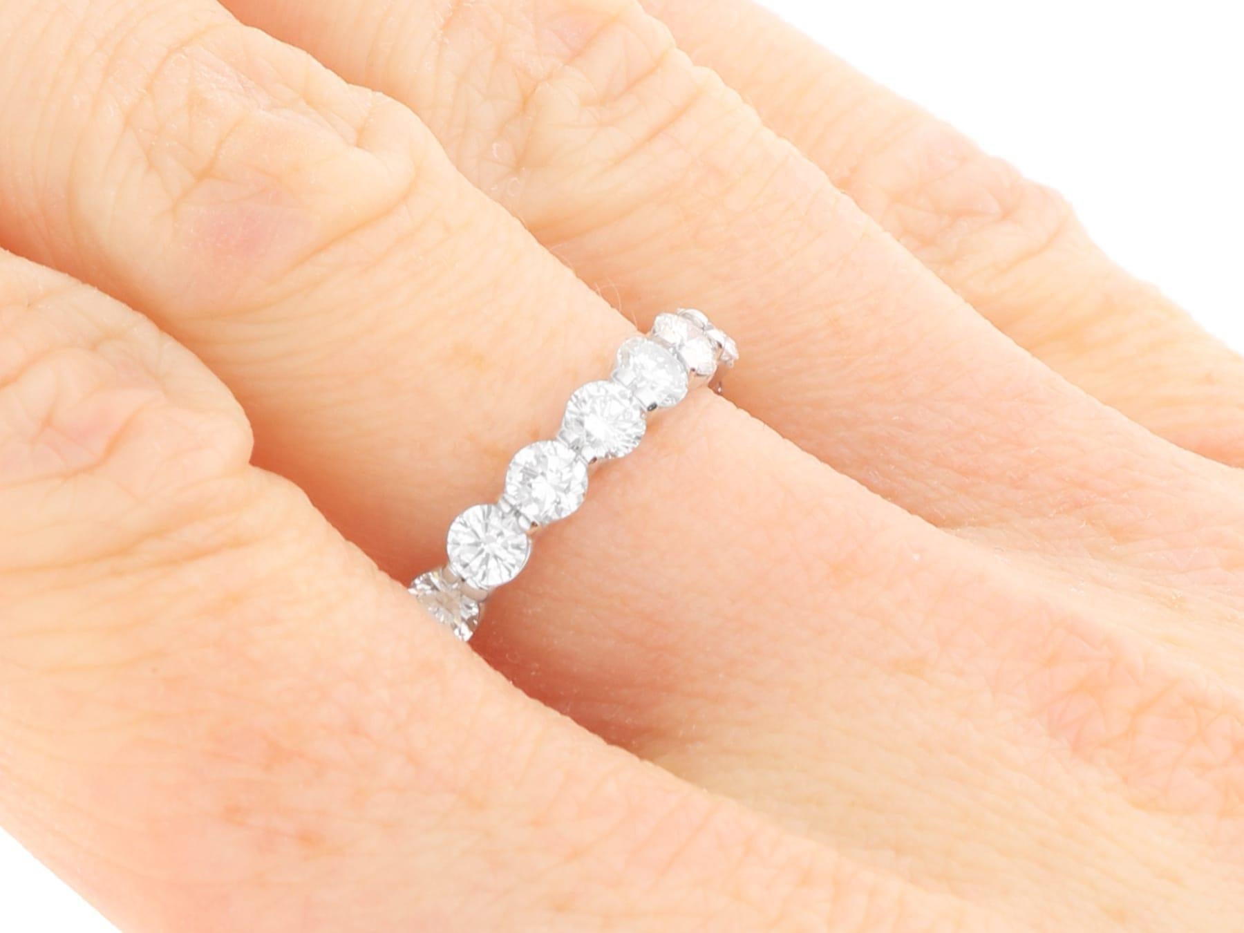 Vintage 2.38 Carat Diamond, 18k White Gold Full Eternity Ring Circa 1950 For Sale 6