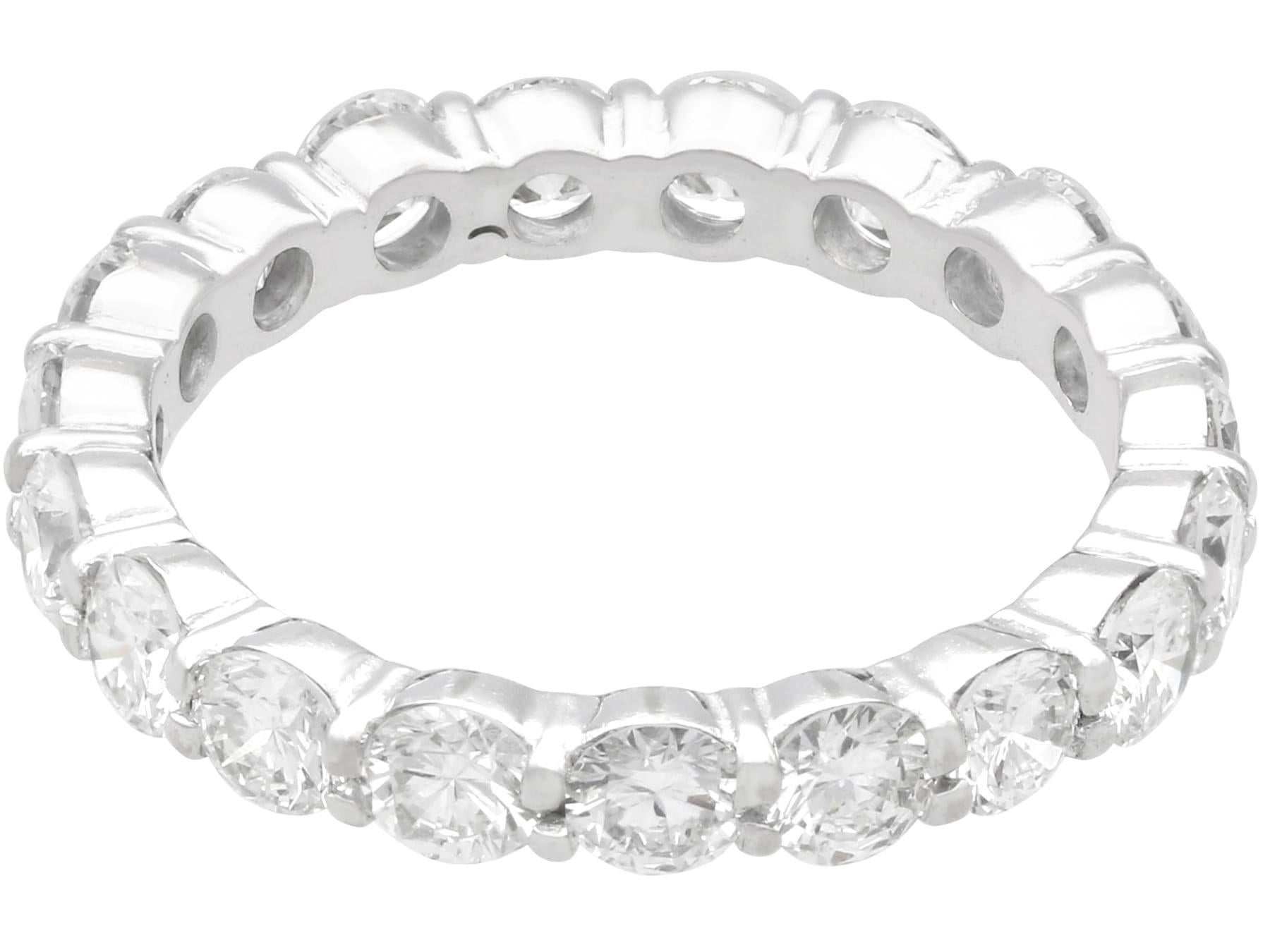 Vintage 2.38 Carat Diamond, 18k White Gold Full Eternity Ring Circa 1950 For Sale 1
