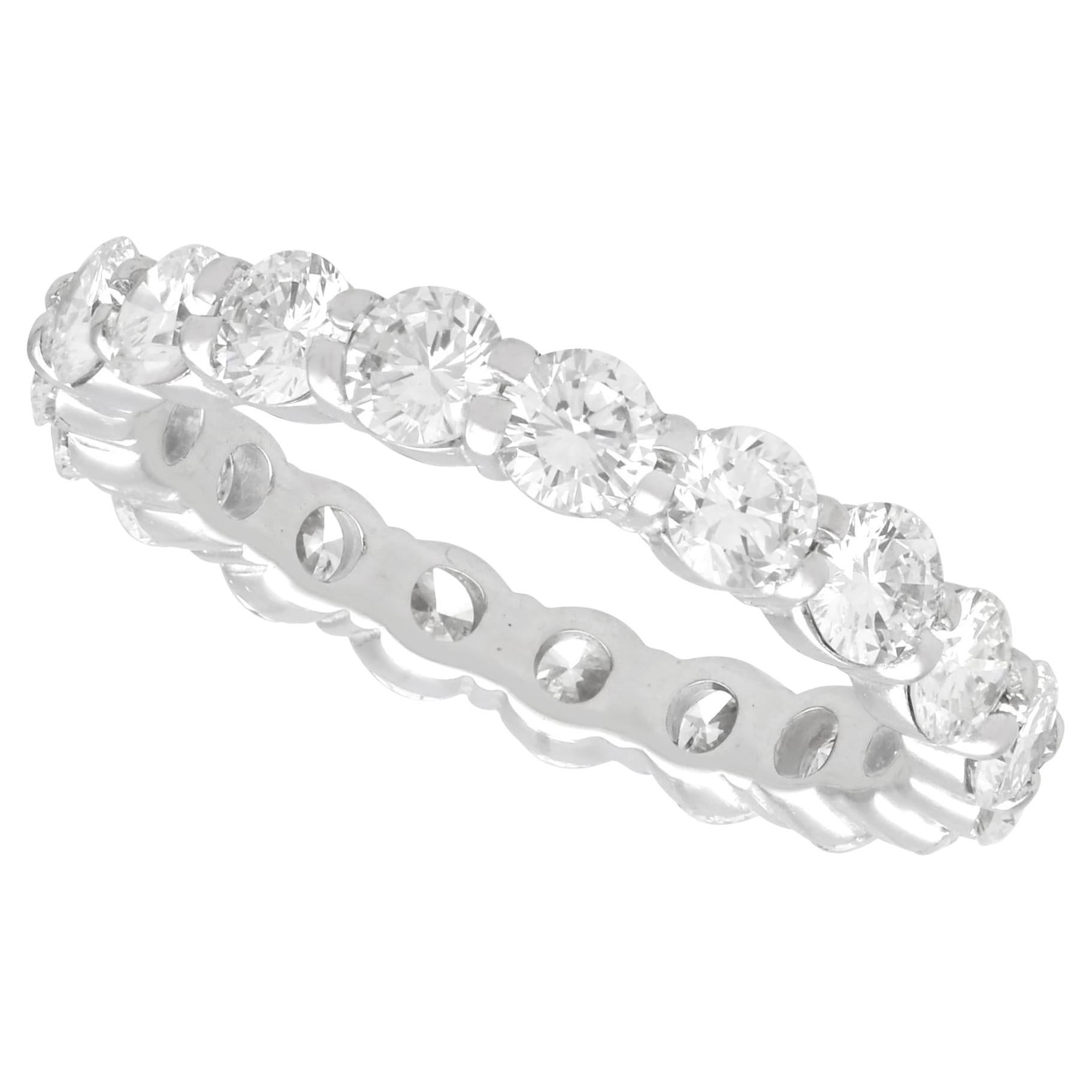 Vintage 2.38 Carat Diamond, 18k White Gold Full Eternity Ring Circa 1950 For Sale