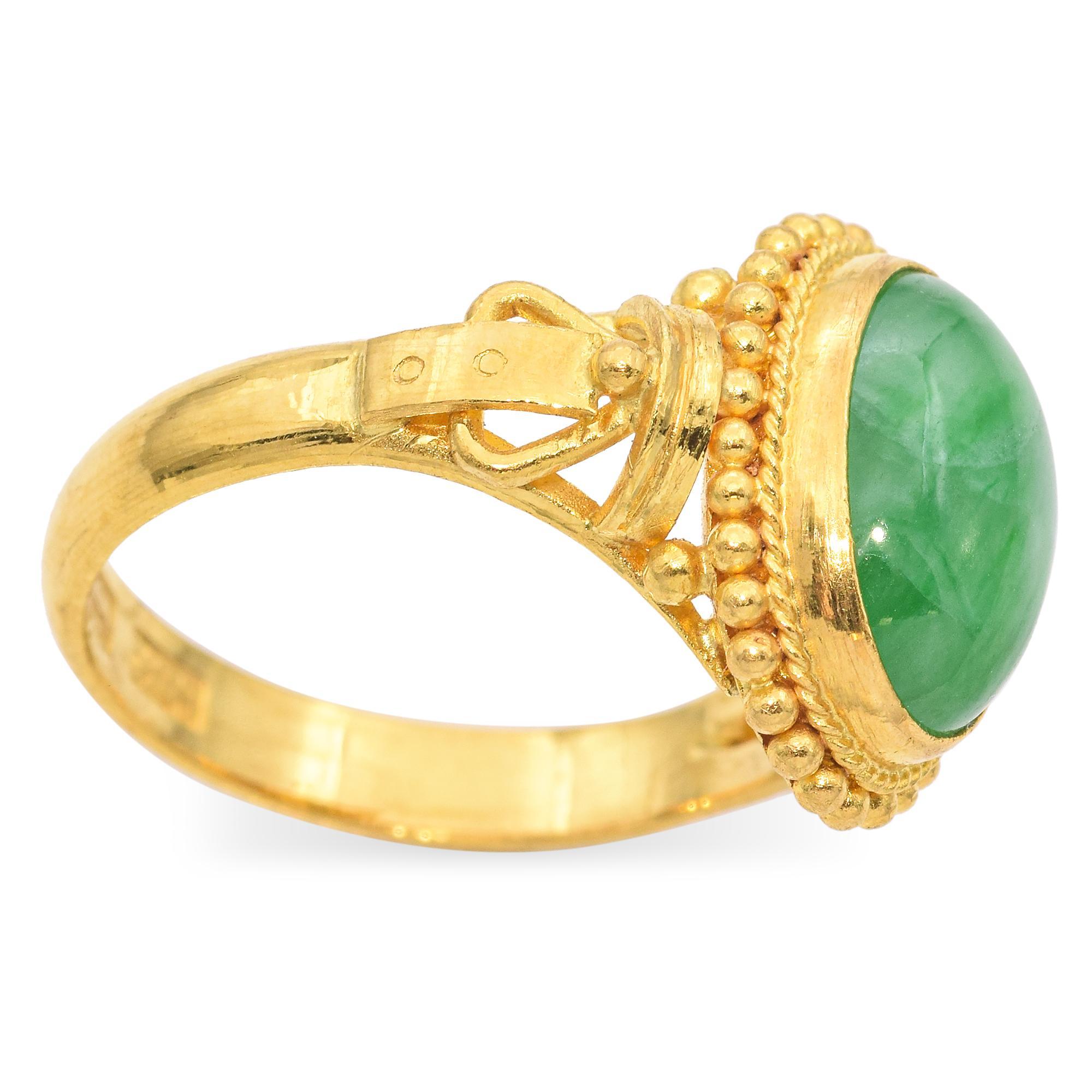 Vintage 23k Yellow Gold 2.35ct Jade Ring 1