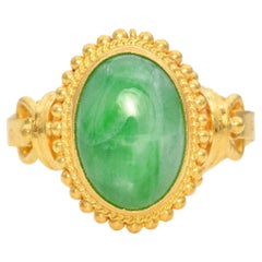 Vintage 23k Yellow Gold 2.35ct Jade Ring