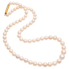 Vintage 23K Yellow Gold Graduated Pearl Beaded Strand Necklace
