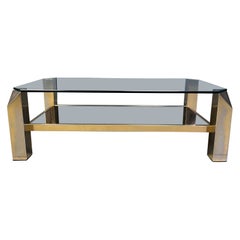 Vintage 23kt gold plate coffee table by Belgochrom, 1970s