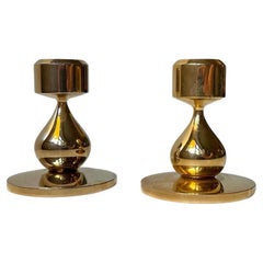 Vintage 24 Carat Gold Plated Candlesticks by Hugo Asmussen