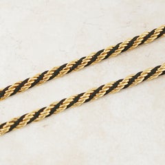 Vintage 24" Gilt & Black Cord Twisted Chain Necklace by Trifari, 1970s