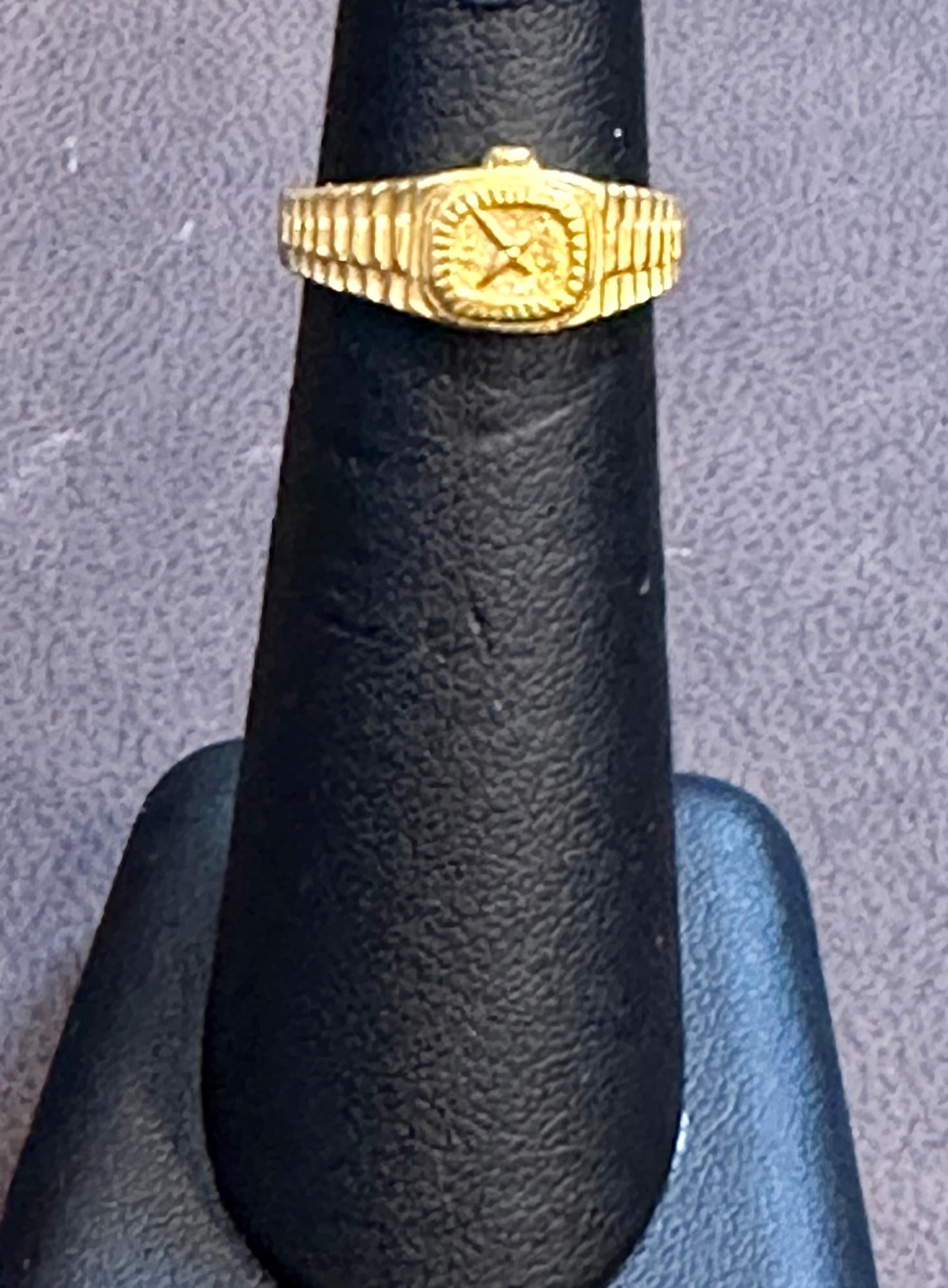 Vintage 24 Karat Pure Yellow Gold 5.1 Gm  Rolex Design Ring Size 5.5 1
