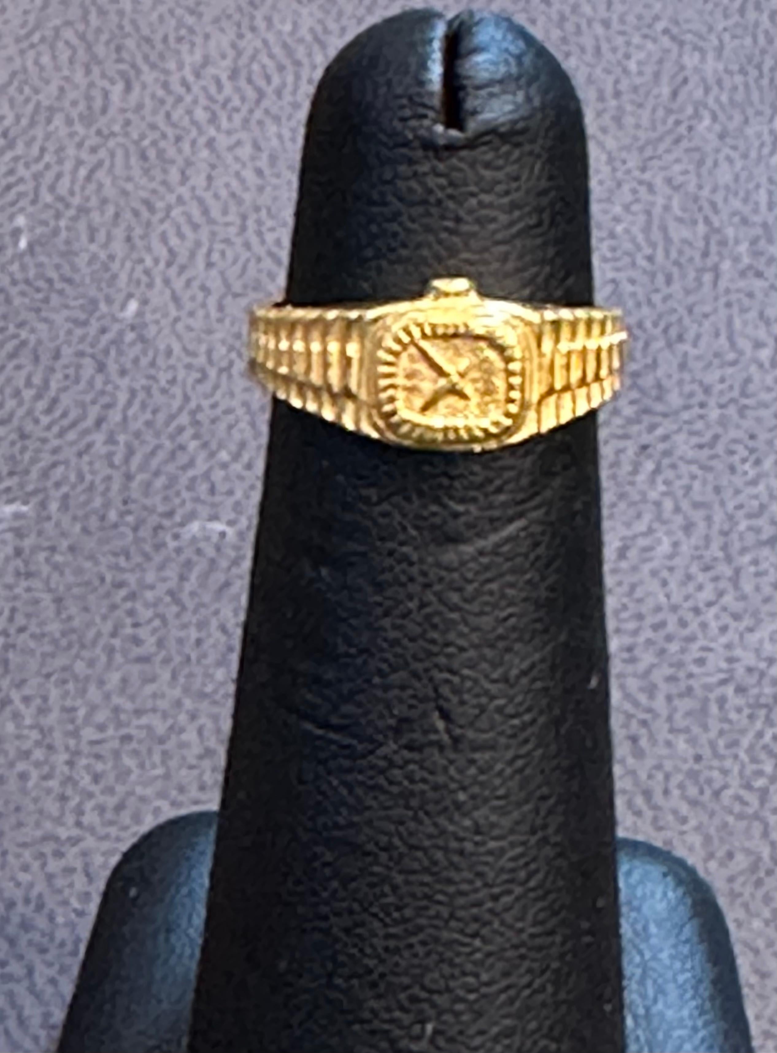 Vintage 24 Karat Pure Yellow Gold 5.1 Gm  Rolex Design Ring Size 5.5 2