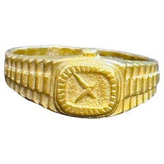 Vintage 24 Karat Pure Yellow Gold 5.1 Gm  Rolex Design Ring Size 5.5