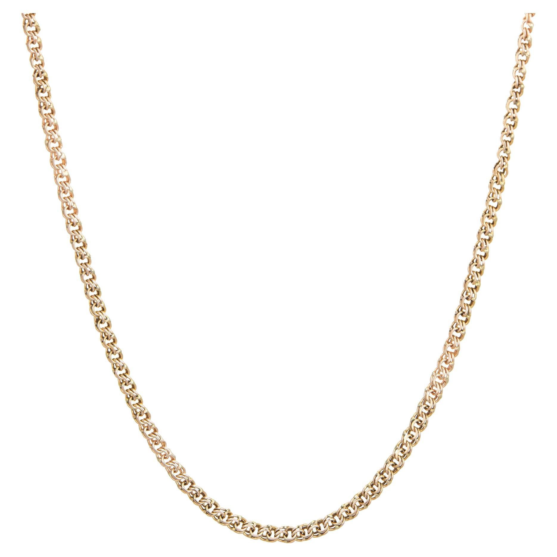 Chaîne Vintage 10k Yellow Gold Necklace Double Link Estate Jewelry