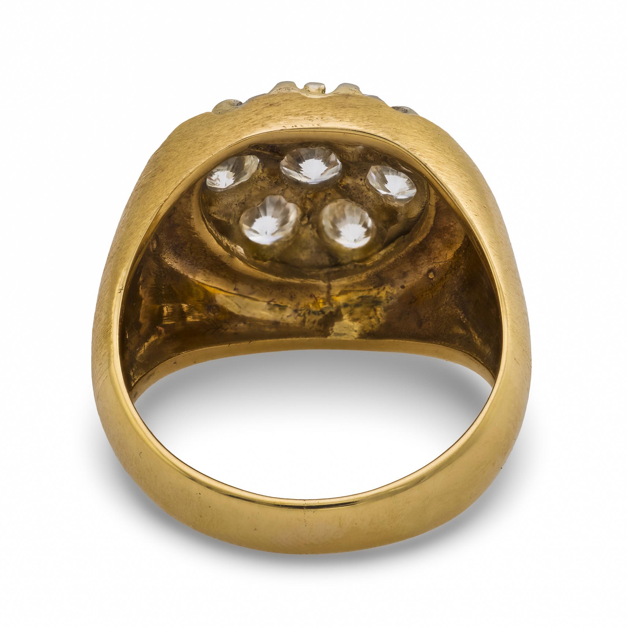 Bague vintage en or jaune et blanc 14k avec un diamant de 2,40 carats en vente 1