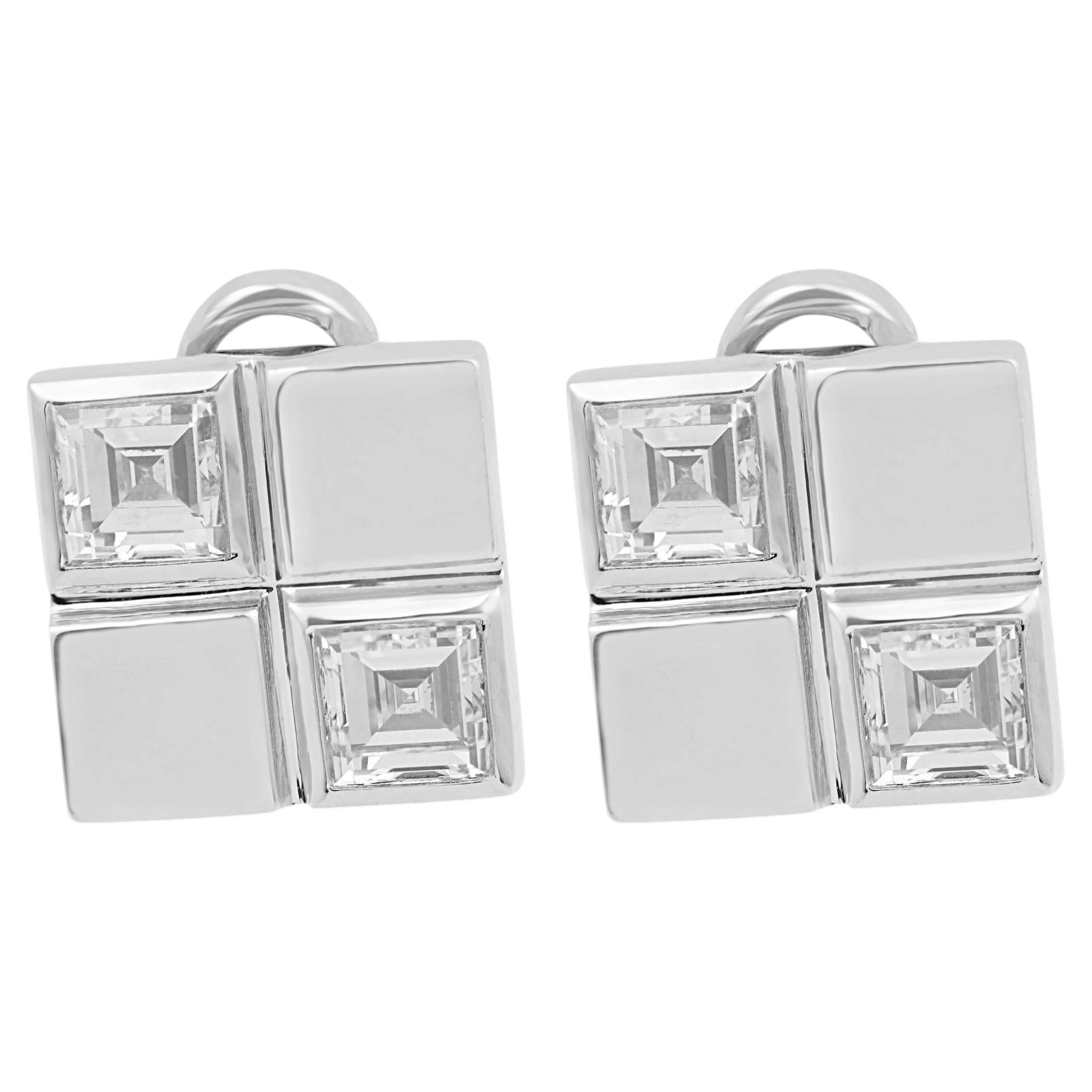 Vintage 2.40 carat diamond 18k white gold earrings