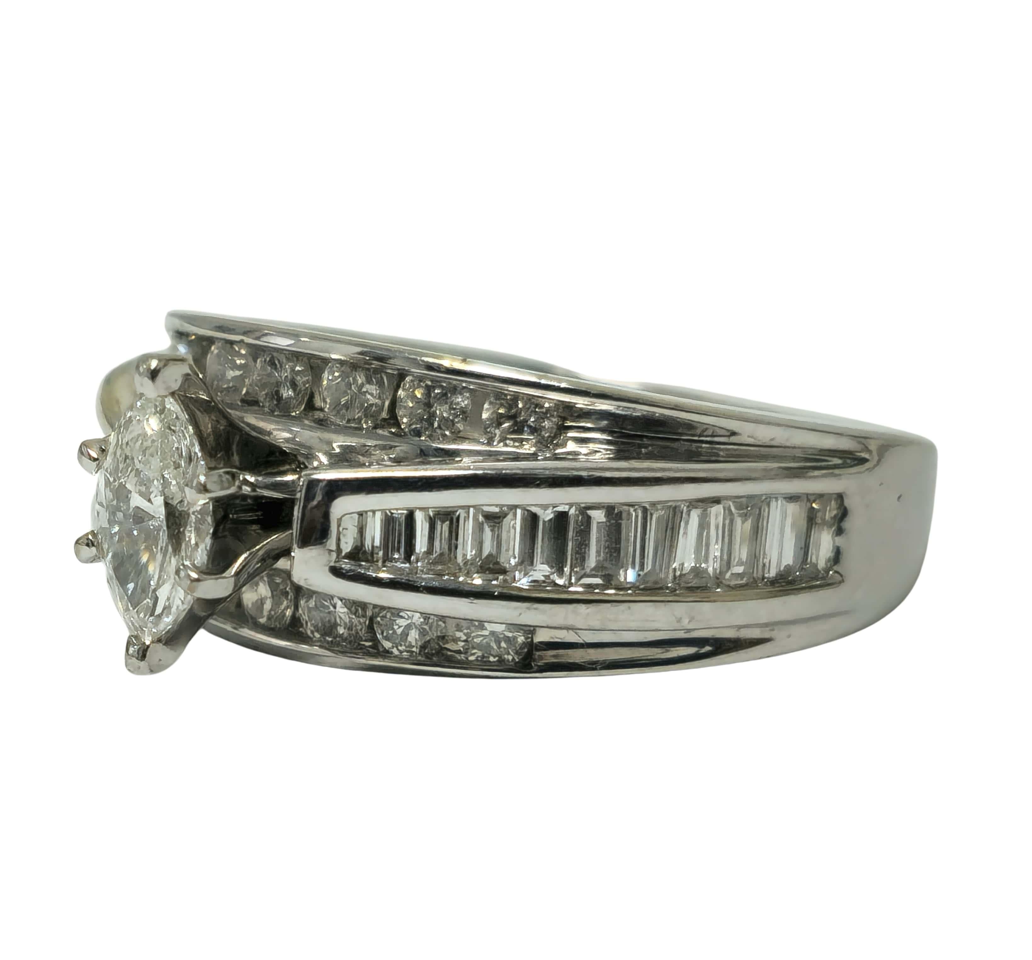 Verlobungsring 14K Gold, Vintage, 2,40 Karat Diamant, Gold, Vintage (Marquiseschliff) im Angebot