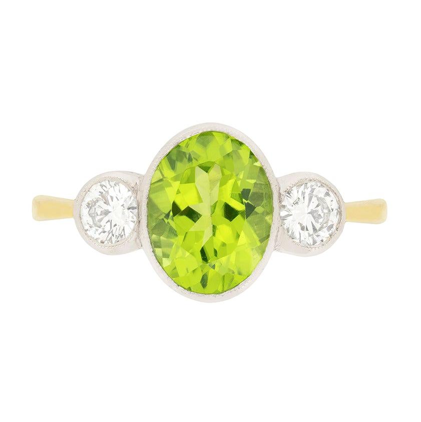 Vintage 2.40 Carat Peridot Engagement Ring, circa 1960s