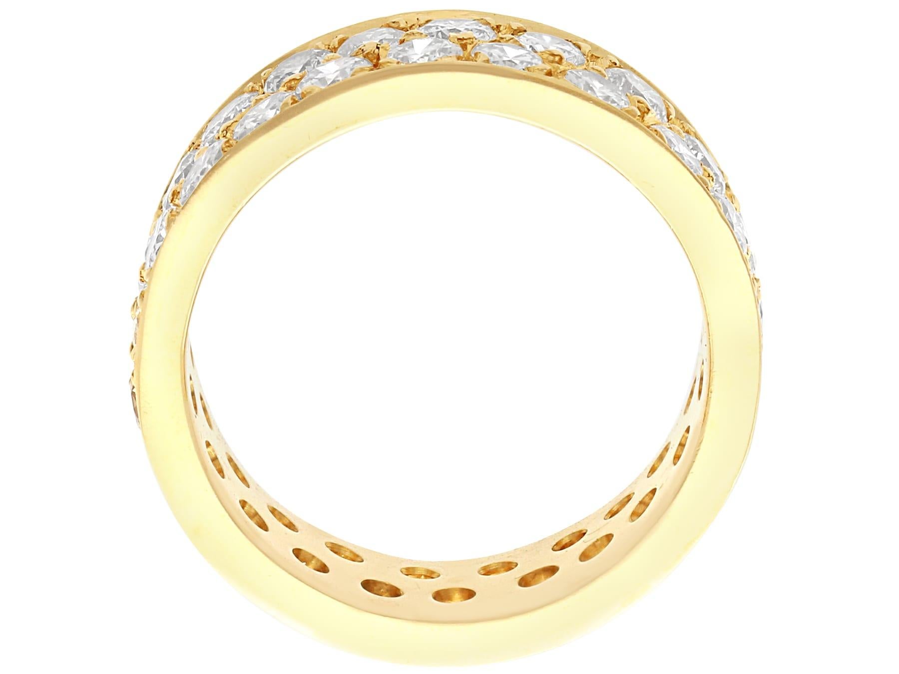 Women's or Men's Vintage 2.42 Carat Diamond and 18k Yellow Gold Double Eternity Ring  For Sale