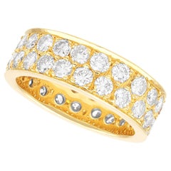 Bague d'éternité vintage à double anneau en or jaune 18 carats et diamants de 2,42 carats 
