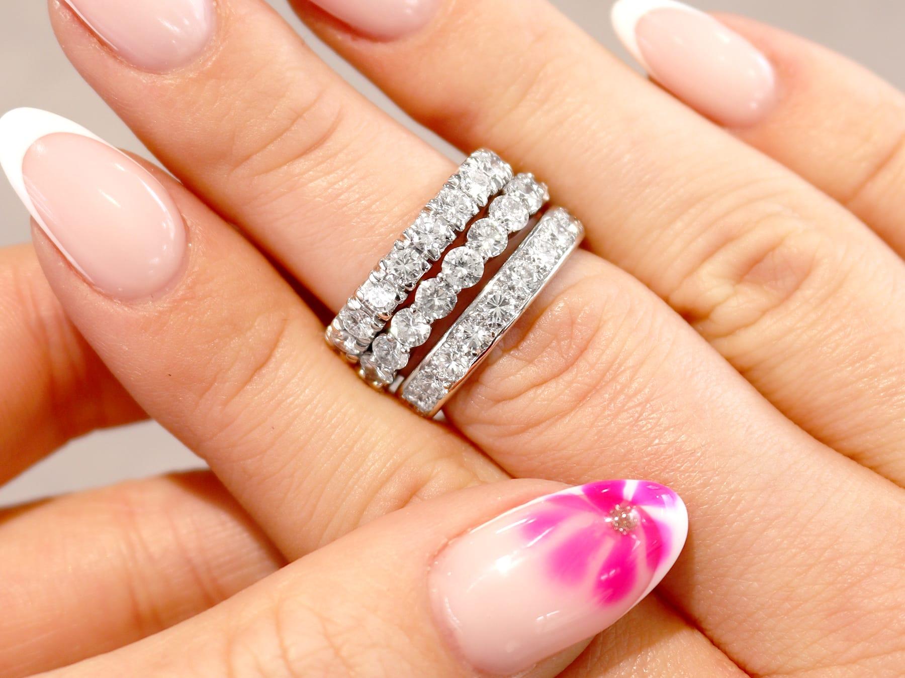 Round Cut Vintage 2.42Ct Diamond and Platinum Full Eternity Ring Circa 1955 For Sale