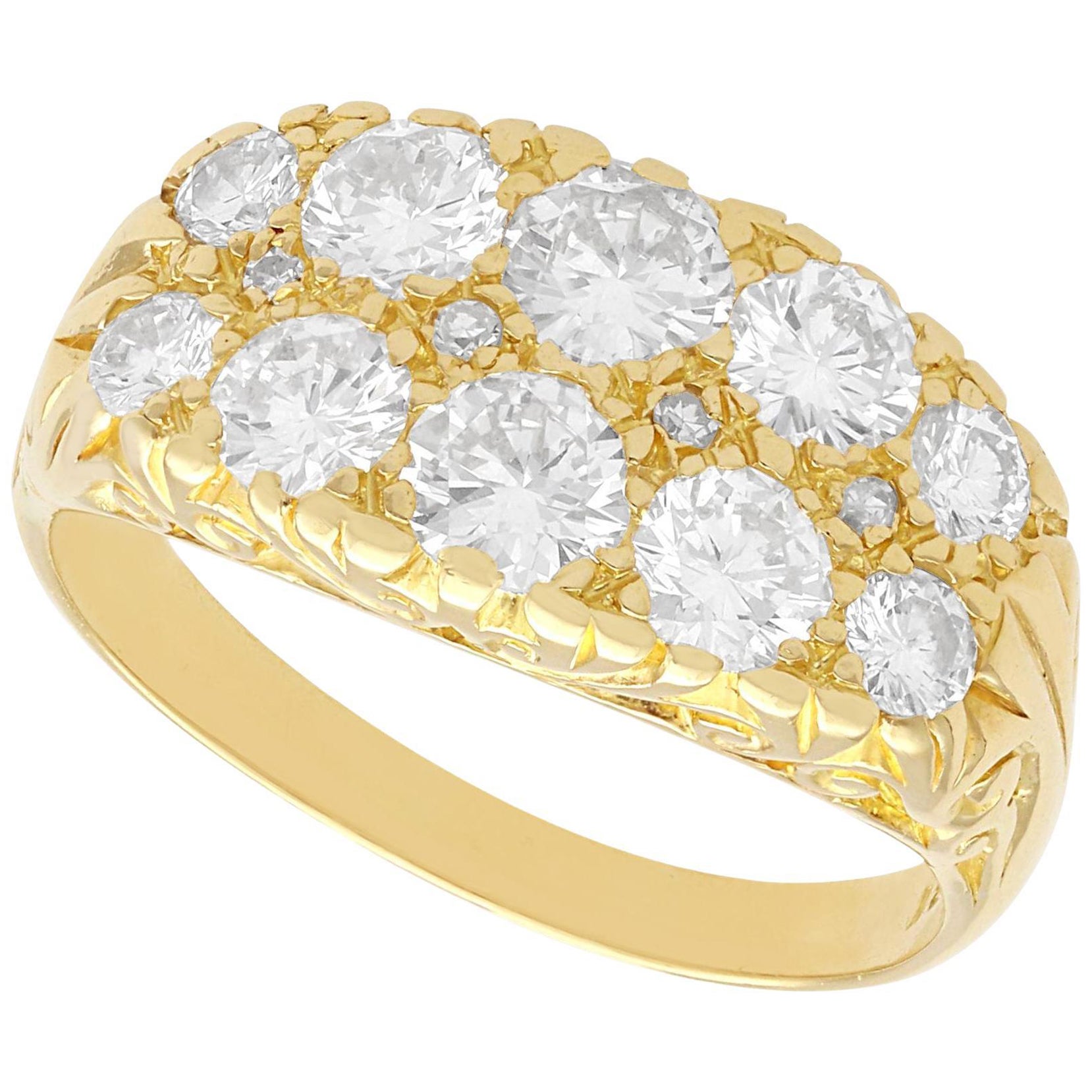 Vintage 2.45 Carat Diamond and Yellow Gold Cocktail Ring